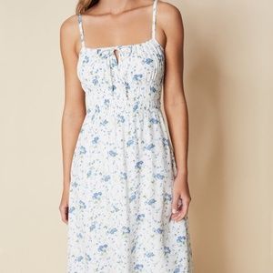 Faithfull the Brand Blue Floral Midi Dress